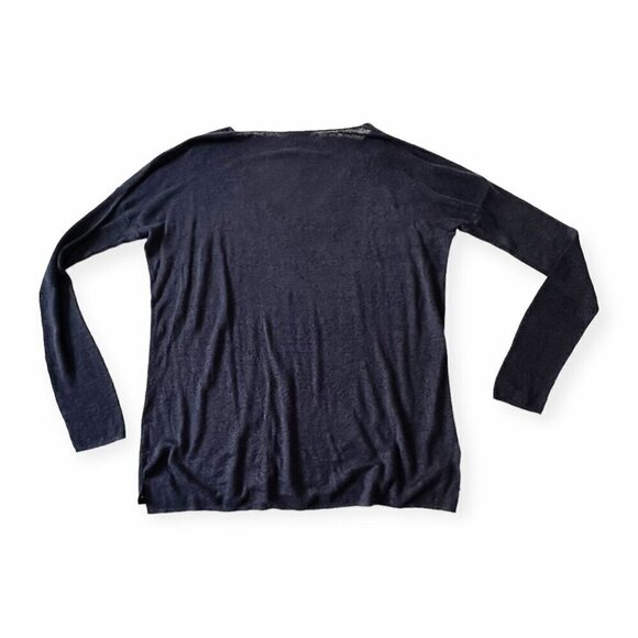 Theory Larlissa Sag Harbor Blue Linen Blend V neck Sweater, Size L - Picture 5 of 13